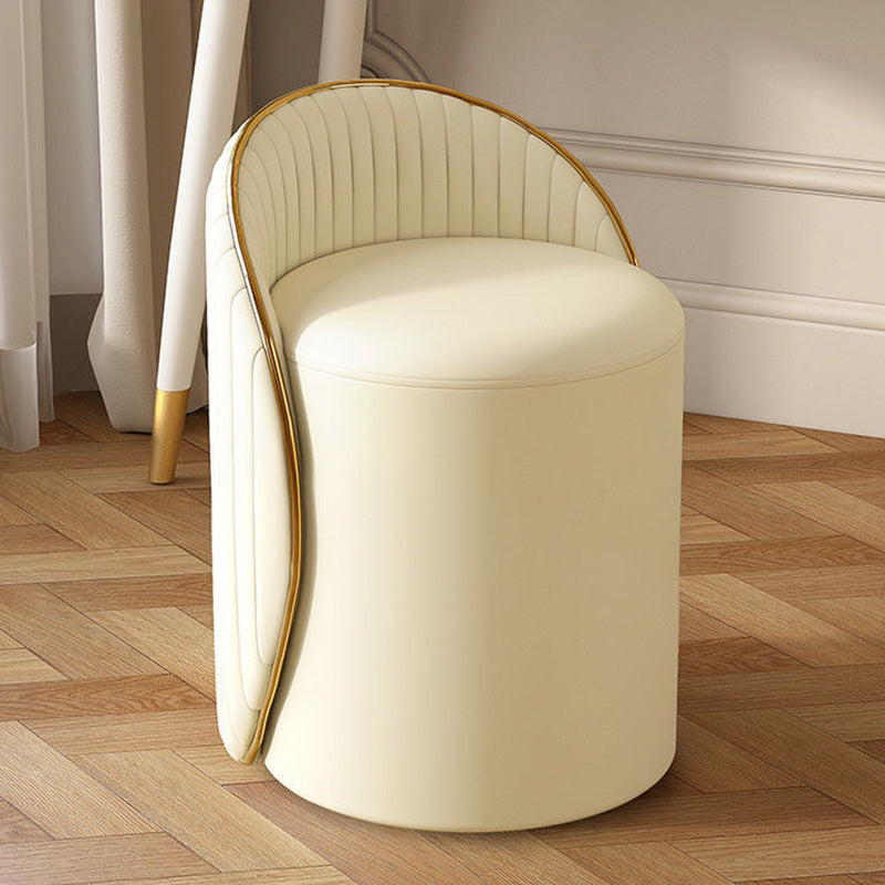 Minimalist Cylinder Iron Leather Vanity Stool
