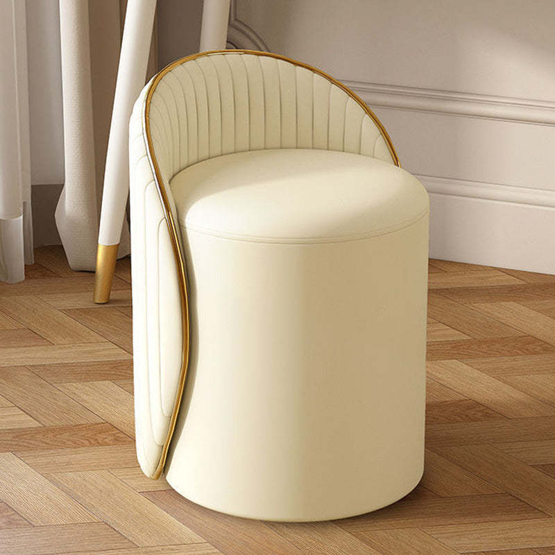 Minimalist Cylinder Iron Leather Vanity Stool