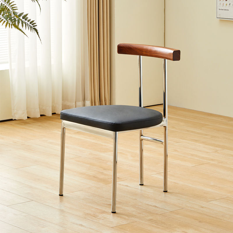 Nordic Half-Round Leather Metal Wood Dining Chair