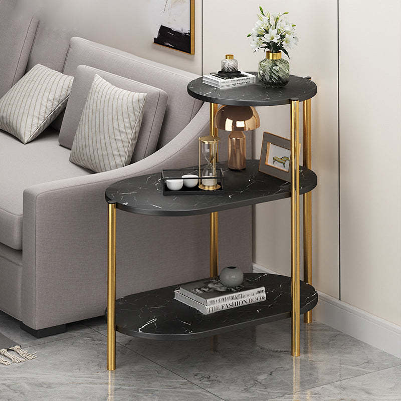 Scandinavian Iron Marble 3-Tier End Table — Black