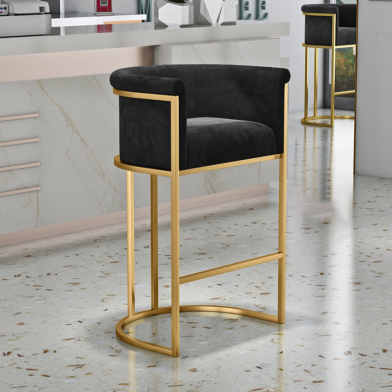 Nordic Half-Round Velvet Metal Armchair