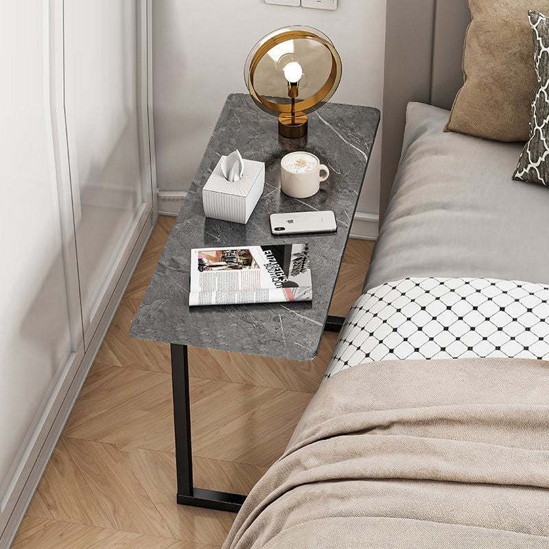 Scandinavian Stainless Steel Rectangular Side Table 4-Leg — A - Black