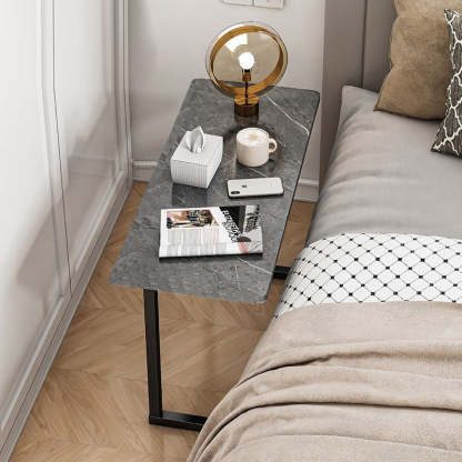Scandinavian Stainless Steel Rectangular Side Table 4-Leg — A - Black