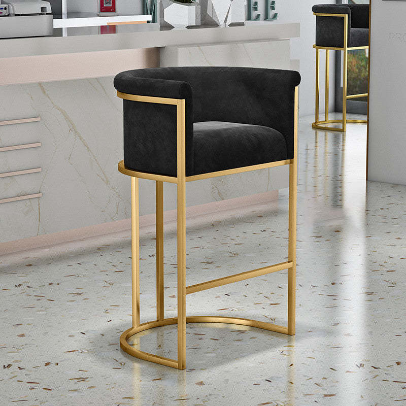 Nordic Half-Round Velvet Metal Armchair