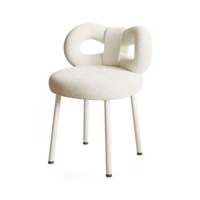 Minimalist Bow-Back Lambswool Steel Vanity Stool