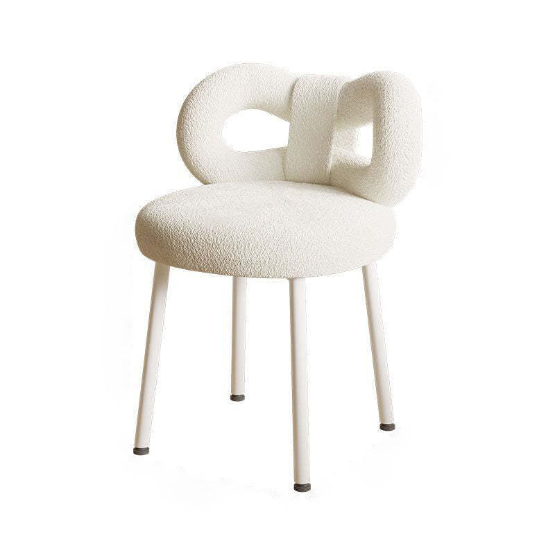 Minimalist Bow-Back Lambswool Steel Vanity Stool