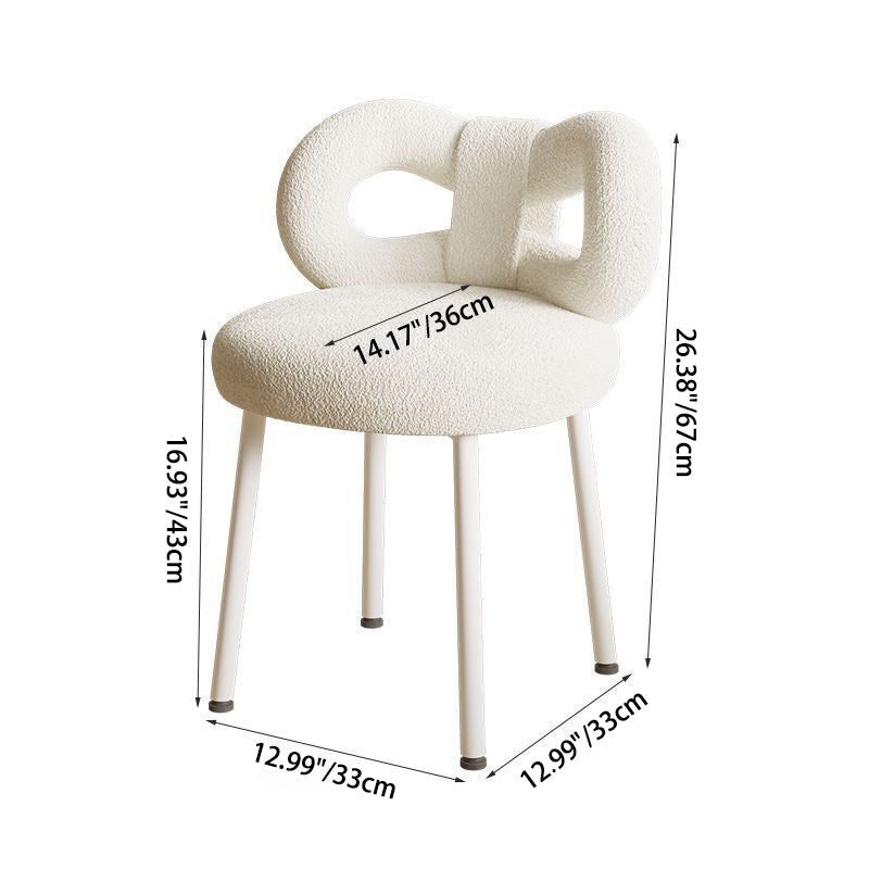 Minimalist Bow-Back Lambswool Steel Vanity Stool — Bule