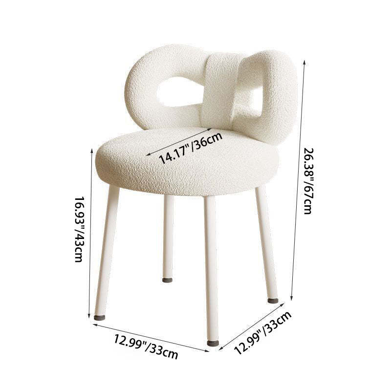 Minimalist Bow-Back Lambswool Steel Vanity Stool — Bule