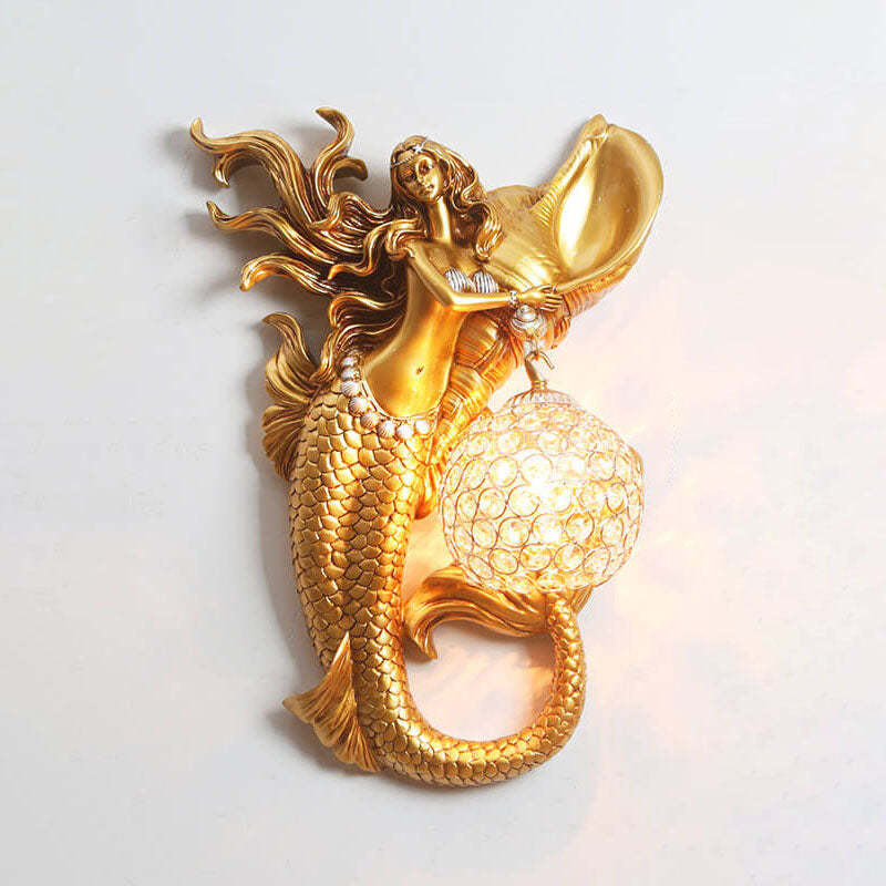 Modern Resin Mermaid Crystal Wall Sconce