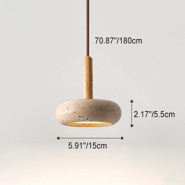 Japanese Wood Yellow Travertine LED Pendant