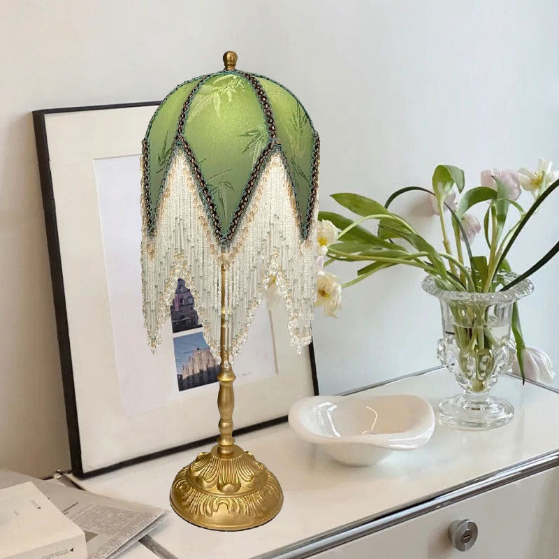 French Tassel Leaf Iron Fabric Table Lamp