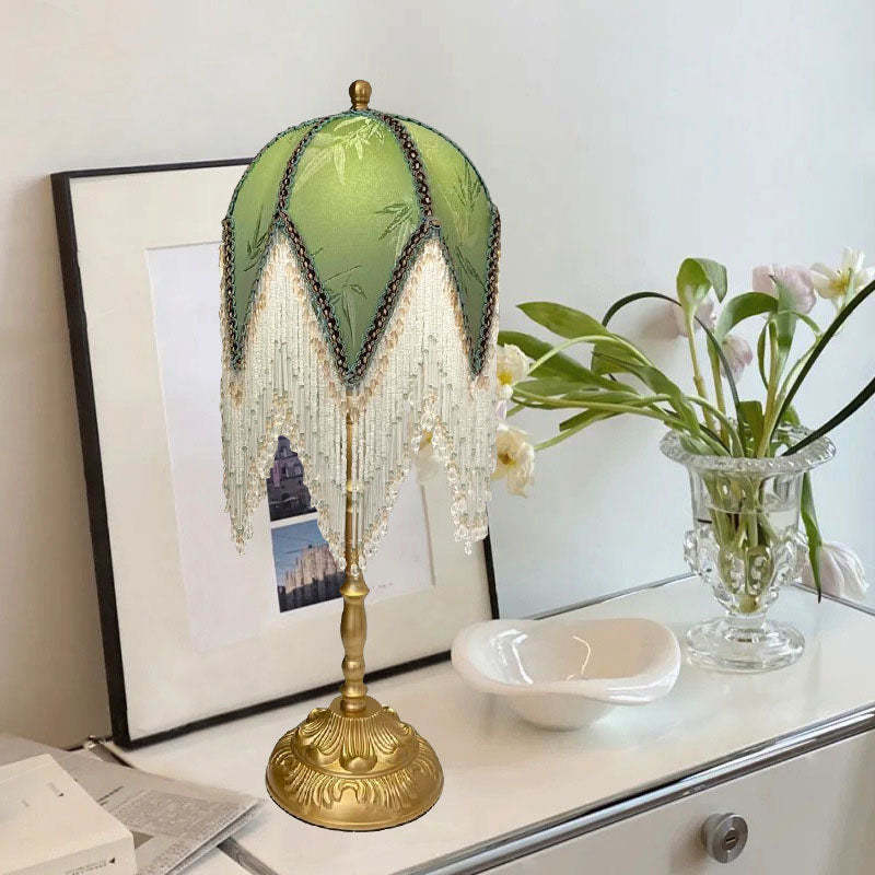 French Tassel Leaf Iron Fabric Table Lamp