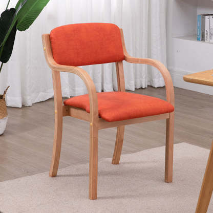 Modern Fabric Wood Curved Dining Chair — Blue