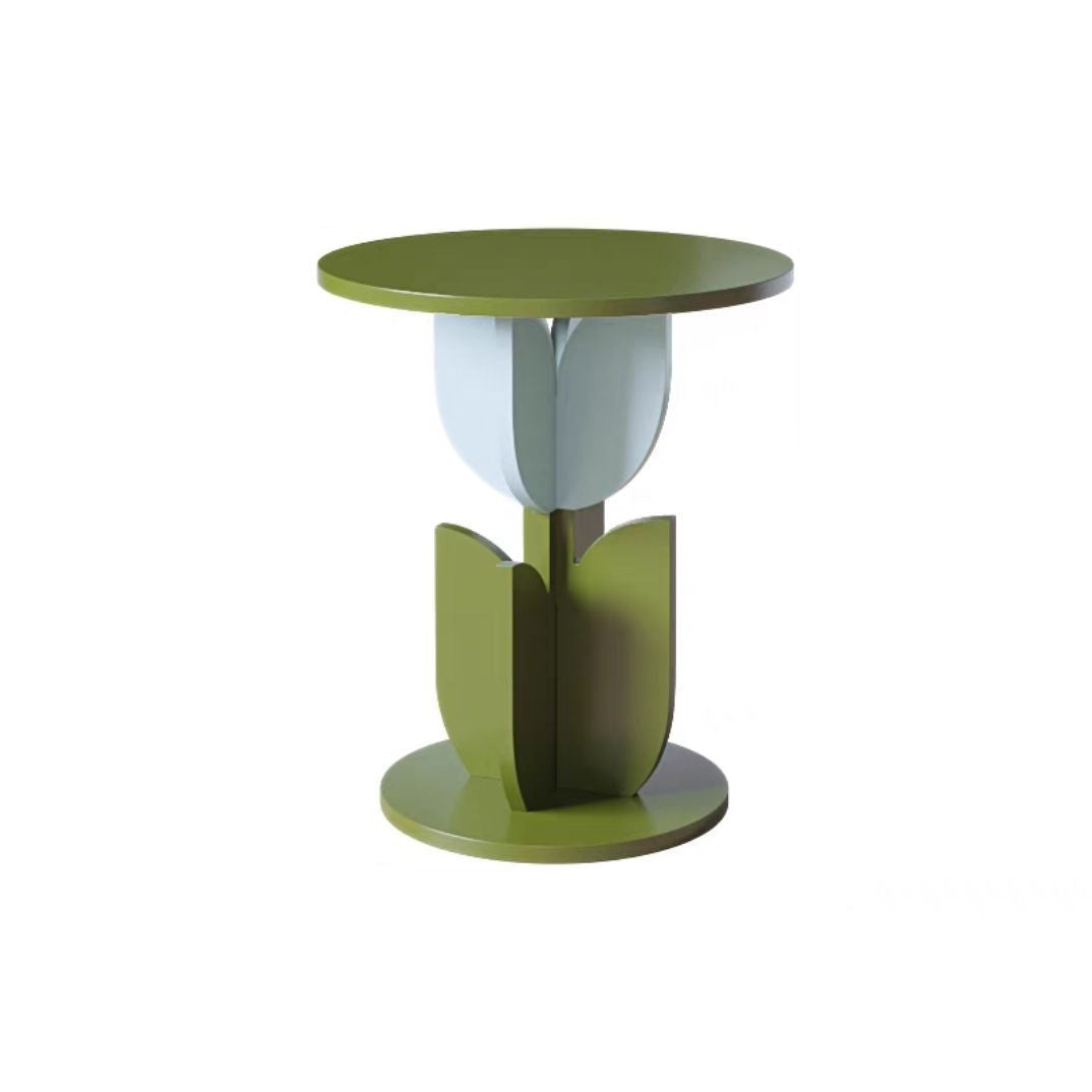 Contemporary Water Ripple Tulip Coffee Table — Black & Red Base + Transparent Glass Round Tabletop