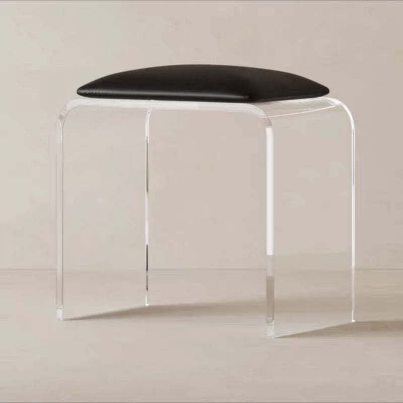 Minimalist Acrylic Leather Vanity Stool