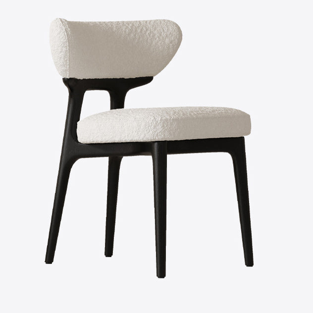 Minimalist Lambswool Leather Wood Chair