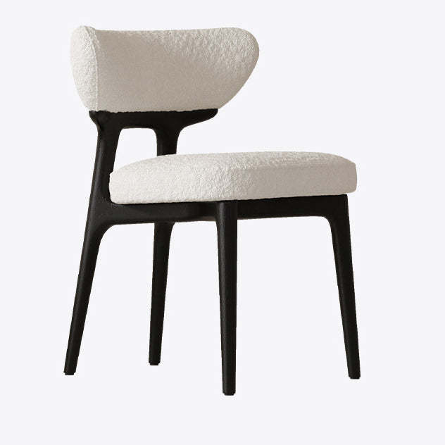 Minimalist Lambswool Leather Wood Chair