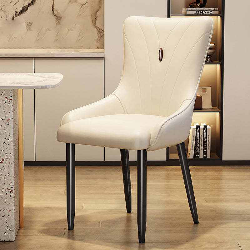 Scandinavian Leather Steel Latex Dining Chair — Sponge / Dark Gray