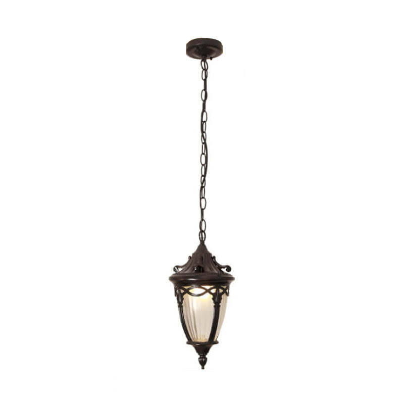European Vintage Oval Lantern Maple Leaf Outdoor Pendant