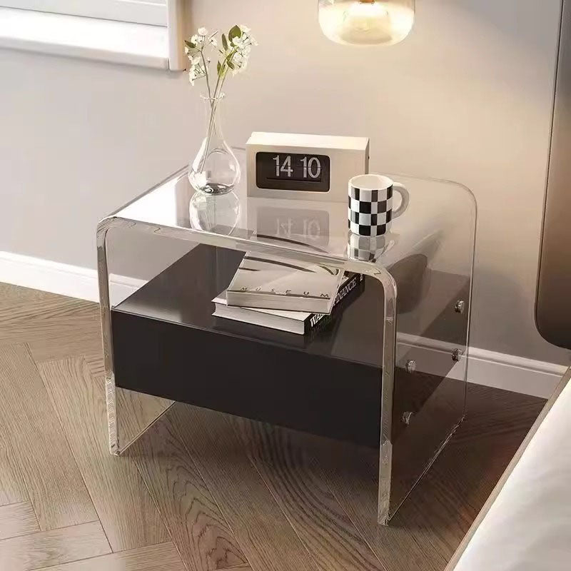 Minimalist Acrylic Wood Metal Nightstand