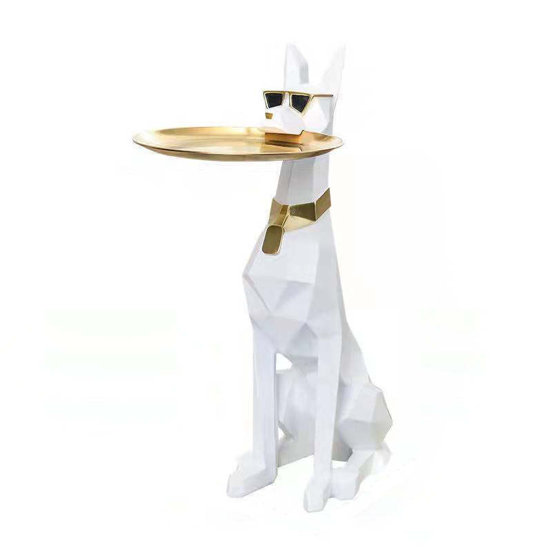 Modern Art Deco Dog Resin Tray Side Table