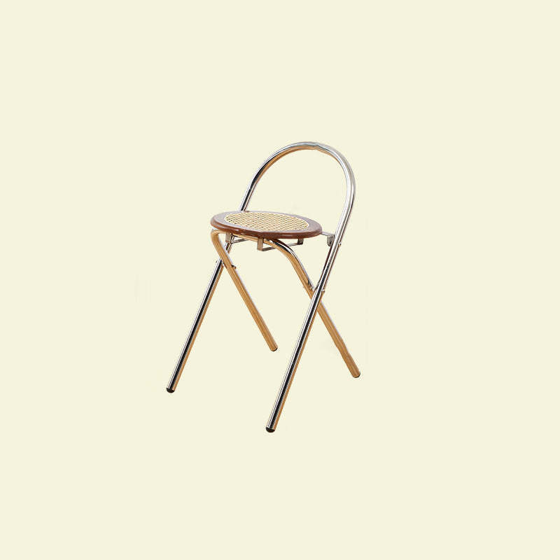 French Imitation Rattan Wood Foldable Round Dining Chair