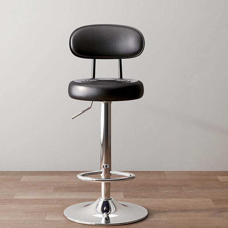 Curved-back round metal bar & counter stools for dining room — Black / Silver