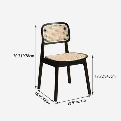 Minimalist Rattan Solid Wood Dining Chair — Cherry Wood Color