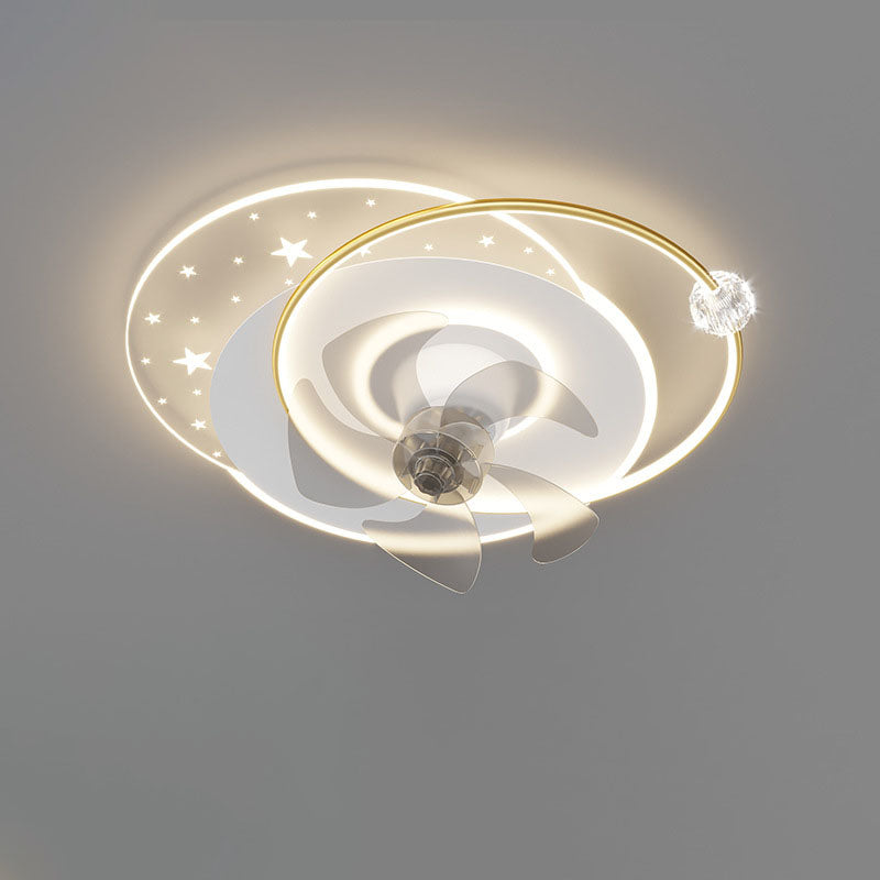 Contemporary Iron Acrylic Round LED Semi-Flush Fan Light