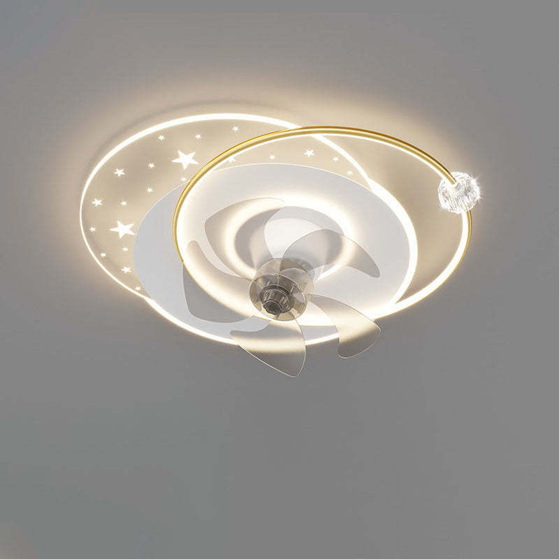 Contemporary Iron Acrylic Round LED Semi-Flush Fan Light