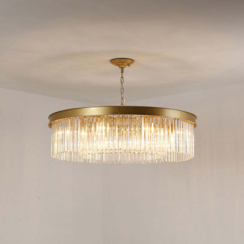 Iron Frame Tiered Crystal 8-Light Chandelier