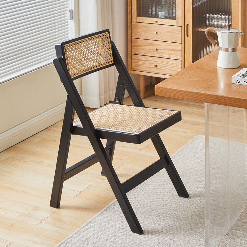 Vintage Rattan Rubberwood Dining Chair