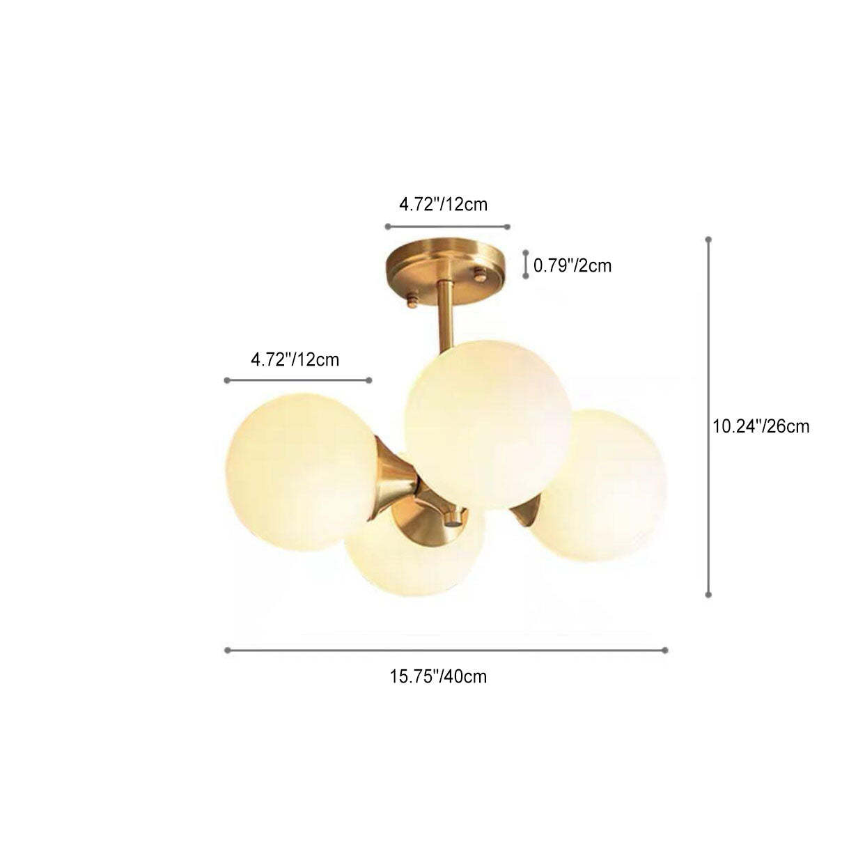 Mid-Century Gold Glass Globe Ball Chandelier