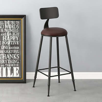 Industrial Faux Leather Bar Stool — Faux Leather Seat