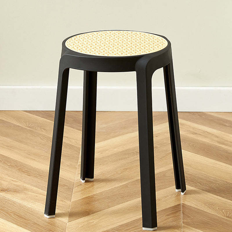 Lighom stackable woven rattan dining chairs & benches for dining room — Black