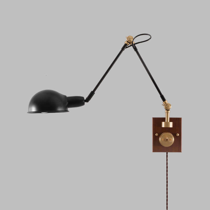 Japanese Vintage Walnut Iron Rotating Sconce