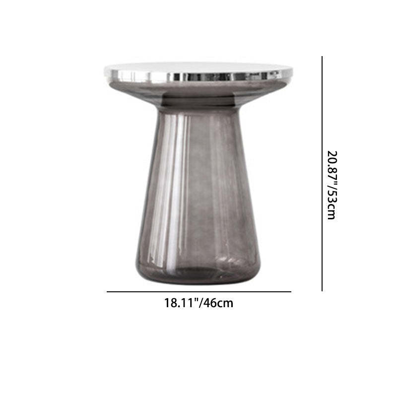 Minimalist Cone Glass Coffee Table — Silver Tabletop + Transparent