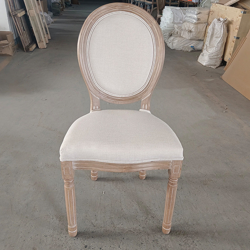 Retro Rubberwood Fabric Elliptical Dining Chair