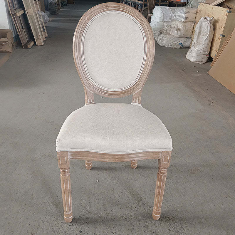 Retro elliptical rubberwood beige fabric dining chairs & benches, Lighom — Variant A