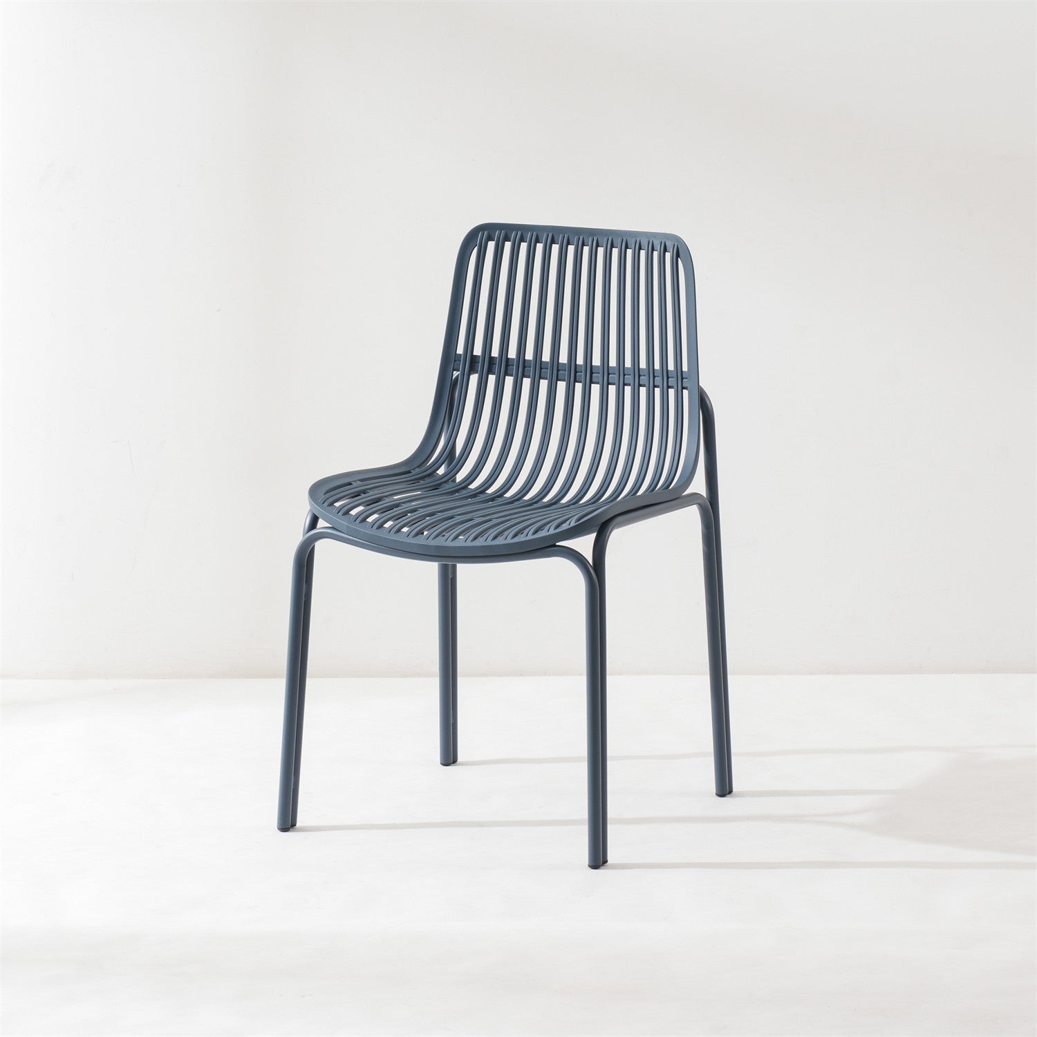 Minimalist Cushion Plastic Metal Dining Chair — A / Green