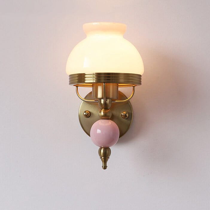 Wood minimalist globe decorative wall sconces — Pink / 220V-240V (UK/AU