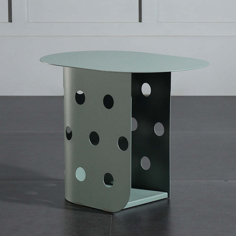 Nordic Oval Hollow-Base Stainless Steel End Table — Green