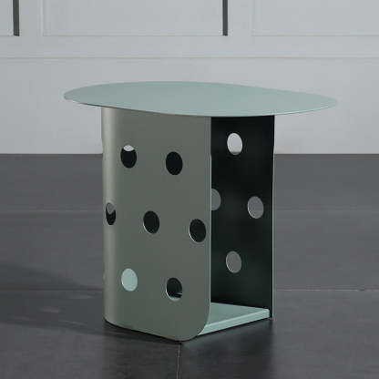 Nordic Oval Hollow Base Steel End Table — Green