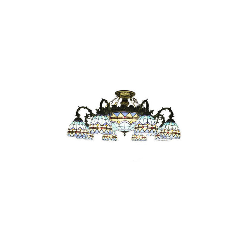 Tiffany Retro Baroque Stained Glass Ceiling Light