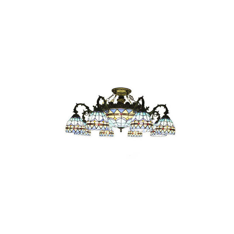 Tiffany Retro Baroque Stained Glass Ceiling Light