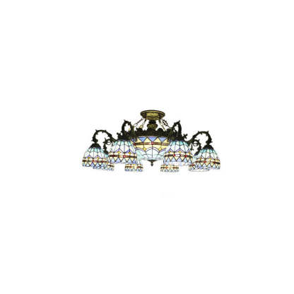 Tiffany Retro Baroque Stained Glass Ceiling Light