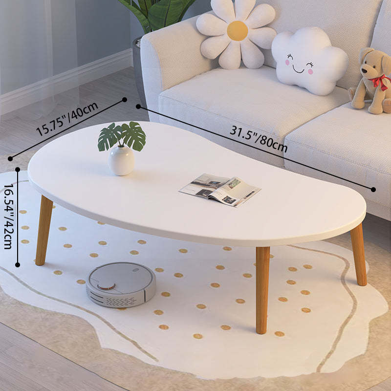 Minimalist Curved Oval Wood End Table — White