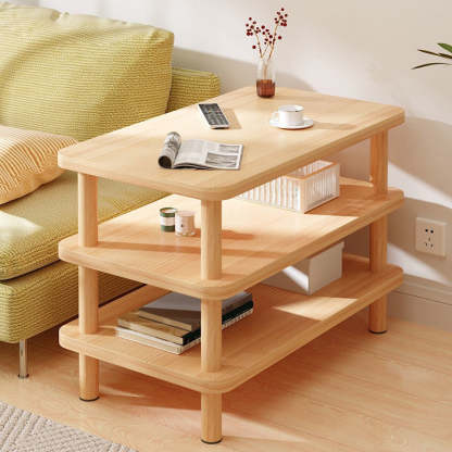 Japanese Wood Rectangular 3-Tier End Table — 2 / White