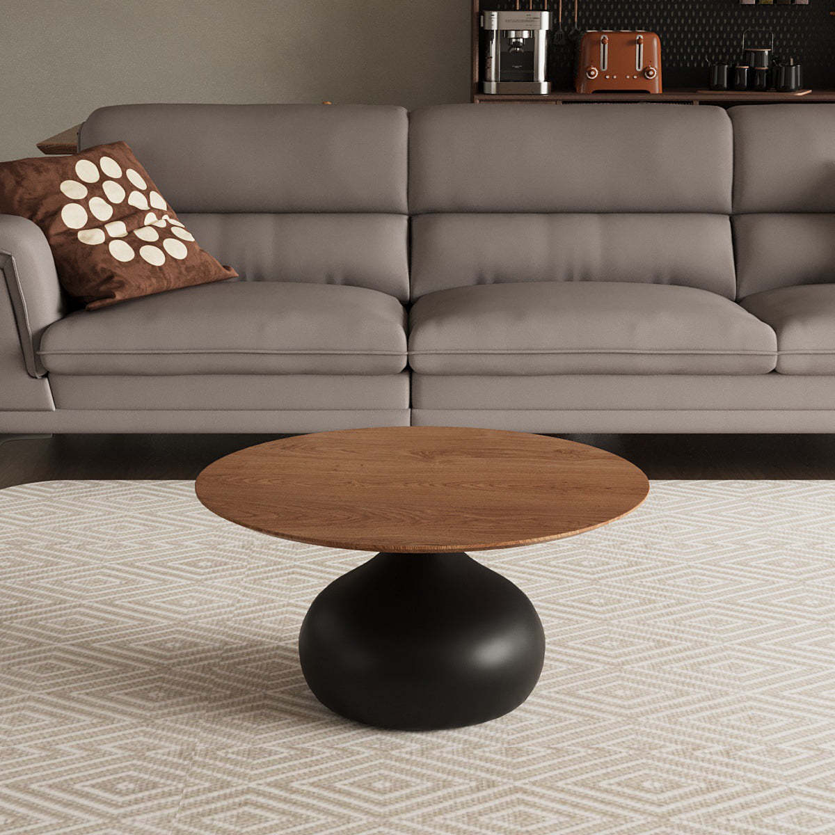 Vintage Orb Solid Wood Carbon Steel End Table
