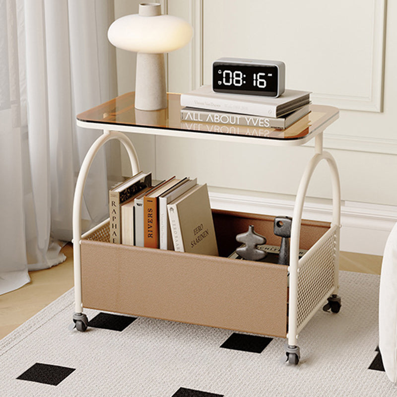 Contemporary Movable Tempered Glass End Table